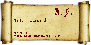 Miler Jonatán névjegykártya